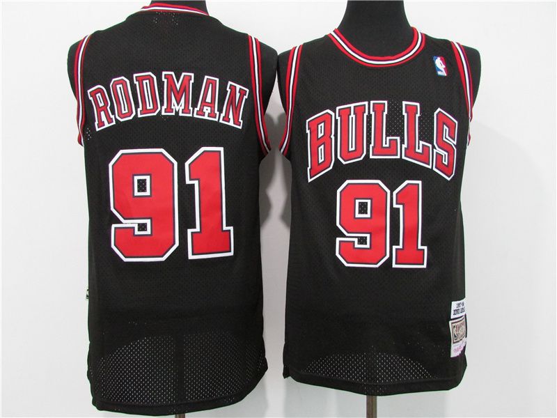 Cheap Men Chicago Bulls 91 Rodman Black Throwback NBA Jerseys